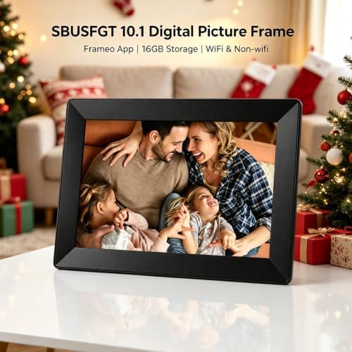 Digital Picture Frame, 10.1 Inch Frameo Digita Photo Frame WiFi, 1280x800 IPS HD Touch Screen 16GB Storage Space,Wall-Mounted,Auto-Rotate, Instantly Share Photos/Videos via App,Black - Image 2