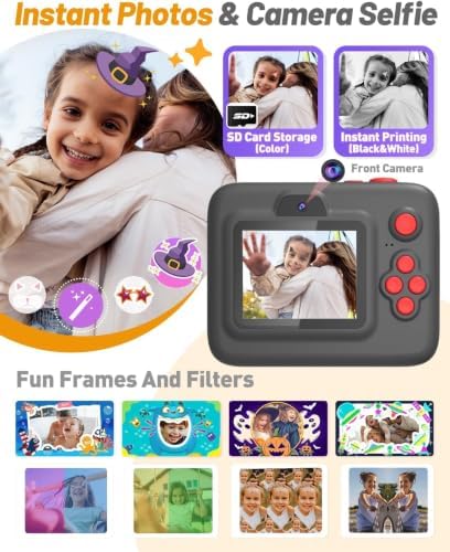 Yehtta Kids Camera Instant Print, Dual-Lens Selfie Camera for Kids, Black - Image 4