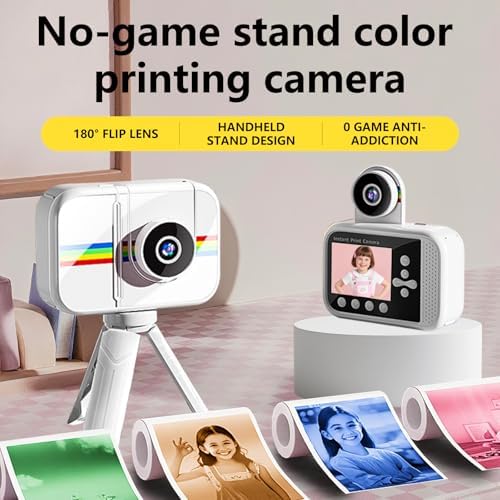Kids Camera Instant Print,Kids Digital Camera with 3 Color Print Paper,32GB & Mini Tripod,48MP & 1080P Video Christmas Birthday Gifts for Girls and Boys Age 3-12 (White) - Image 2