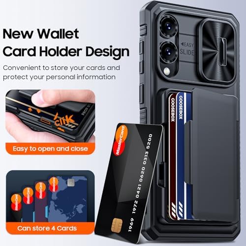 GooseBox for Samsung Galaxy S25 Edge Case Wallet with RFID [Cards Holder][Camera Cover][Edge Raised] Full Body Shockproof Silicone Protective Phone Case for Galaxy S25 Edge 2025 (Black) - Image 3