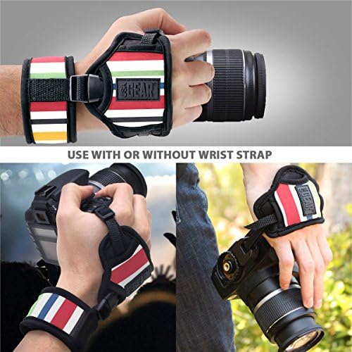 USA Gear DualGRIP Professional Grip Camera Hand Strap with Neoprene Design and Metal Plate - Compatible with Canon, Fujifilm, Nikon, Sony, and more DSLR, Mirrorless, Point & Shoot Cameras (Striped) - Image 6