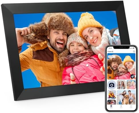 Anna Bella Digital Picture Frame 10.1 Inch IPS HD Touch Screen WiFi Smart Digital Photo Frame with 32GB Storage, Auto-Rotate, Easy Setup to Share Photos or Videos Remotely via AiMOR APP Black by AnnaBella