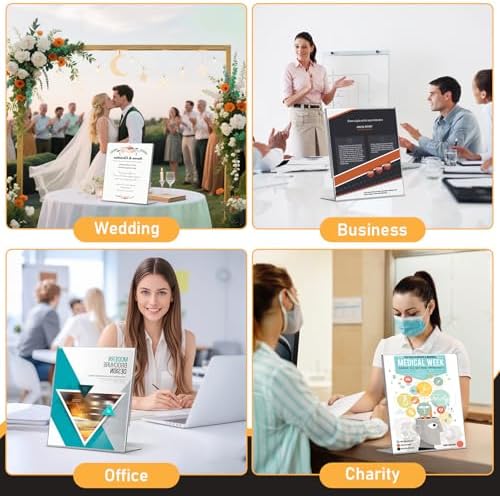 13 Pack Acrylic Sign Holder 8.5x11, L-Shape Clear Plastic Display Stands for Tabletop, Slanted Back Menu Flyer Paper Photo Picture Frame Display Stand for Restaurants Office Store Show Fair - Image 7