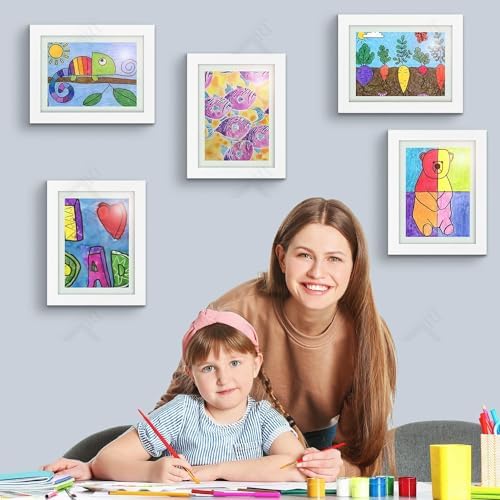 8 Pack 9x12 Front-Opening Kids Artwork Frames Changeable (White) - Image 6