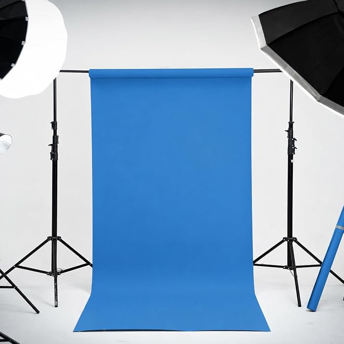 Kate Seamless Paper Backdrop Blue Seamless Backdrop Paper Rolls (53''x32.8' Royal Blue) - Image 2