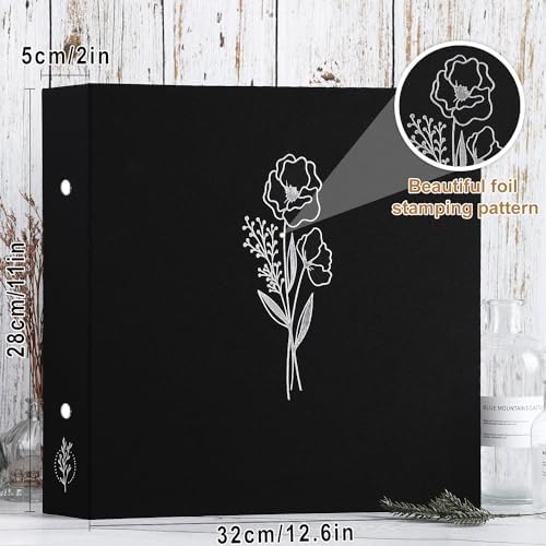 Lanpn 10x10 inch Scrapbook Photo Album, Linen Cover Archival Acid Free Top Load 3 Ring Folder Binder Photo Book 10 x 10 with 30 Plastic Sleeves 60 Pages (Black) - Image 2