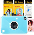 Kodak Printomatic+ Full Color Instant Print Digital Camera (Blue) 75 Sheets Bundle, 10MP, RGB LED Indicator, Prints On Zink 2x3 Sticky-Back Photo Paper by Unknown