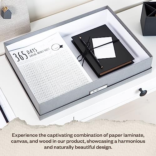 Bigso Sverker Fiberboard Legal and Art Storage Box | Scrapbook Storage Box for Loose Papers and More | Durable Document Boxes with Lid and Metal Label Holder | 17.1’’ x 12.2’’ x 3.3’’ | Grey - Image 5