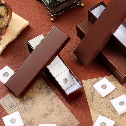 Teling 8 Pcs 2x2 Coin Storage Collectors Box, 9 x 2 x 2 Inches, Brown - Image 6