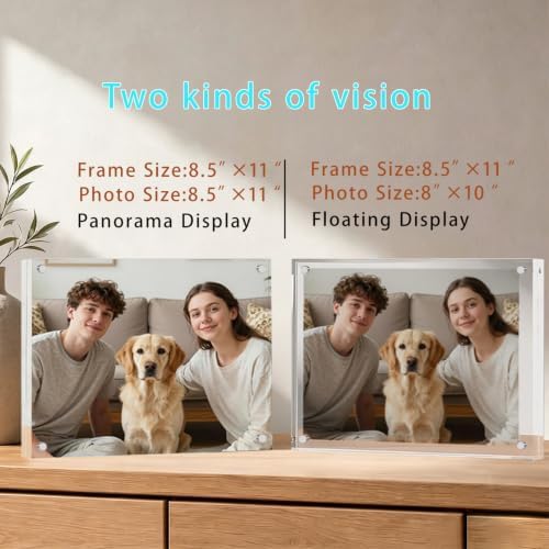 Meetu Acrylic Picture Frame 8.5x11,Clear Freestanding Double Sided 24mm Thickness Frameless Magnetic Photo Frames Desktop Display with Gift Box Package (2 Pack) - Image 6