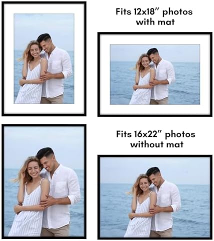 Americanflat 16x22 Poster Frame - Matted to 12x18 - Slim Molding - Black - Image 4
