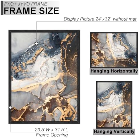 Fxojyvo 24x32 Picture Frame Black Engineered Wood Wall Hanging - Image 4