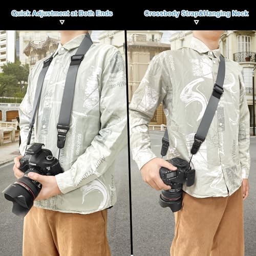 FIEIL Camera Shoulder Strap with Quick Release Plate, 1.5''Wide Universal Camera Neck Strap, Smooth and sturdy, Equipped with Comfortable Silicone Shoulder Pad for Photographers(Silver Gray) - Image 3