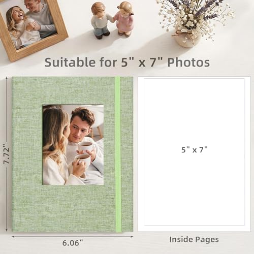 5x7 Photo Album Holds 104 Photos with Front Window Grass Green - Image 2