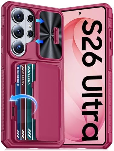 GooseBox for Samsung Galaxy S26 Ultra Case Wallet with RFID [Cards Holder][Camera Cover][Edge Raised] Full Body Shockproof Silicone Protective Phone Case for Galaxy S26 Ultra 2026 (Magenta) by GooseBox