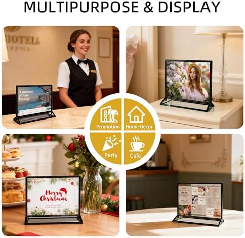 6 Pack Picture Frames 4x6" Horizontal Menu Holders for Restaurant, Double-Sided Acrylic Sign Holders for Wedding Table Numbers, Christmas Photo Frames Flyer Holder Display Stand for Office, Party - Image 4