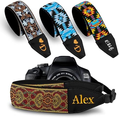 Art Tribute Custom Camera Strap Ethnic Red - Add Your Text and We Make It Especially For You Get Your Own Personalized Gift Camera Strap, No Shipping Cost! by ArtTribute