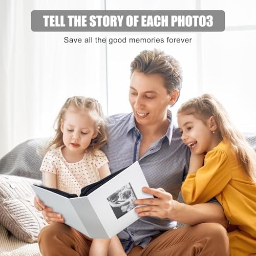 Photo Album 4x6 with 200 Pockets, Slip-in Picture Albums, Linen Cover Memory Book with Front Window, Black Page Vertical Photo Book for Wedding, Family, Anniversary, Baby, Vacation(White) - Image 5