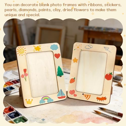 VOKOY 50 Pack Wooden Picture Frames for Crafts, DIY Wood Craft Picture Frames Bulk for 4" x 6" Photos,Unfinished Standing Photo Frames DIY Crafts Wood Decorate for Birthday Party Gifts - Image 5