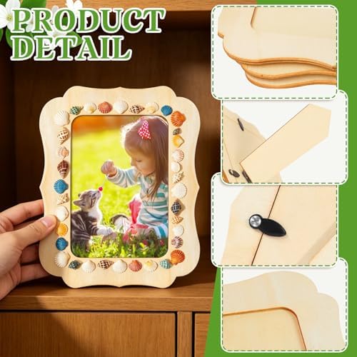 VOKOY 40 Pack Wooden Picture Frames for Crafts, 4" x 6" Photos DIY Wood Frames for Crafting,Unfinished Standing Photo Frames DIY Craft Wood Decorate for Birthday Party Gifts,Vintage Shape - Image 3