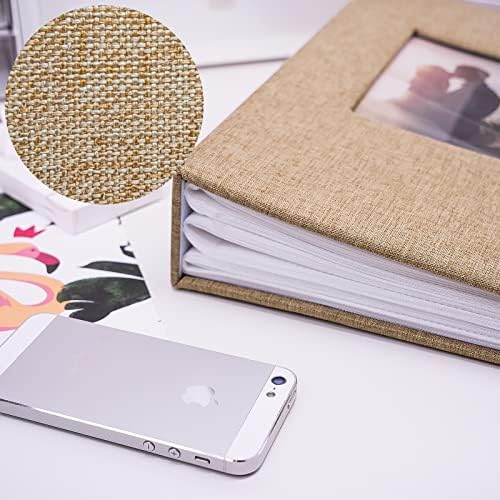 Vienrose 4x6 Photo Album,420 Pockets,Linen Cover with Window,Khaki - Image 3