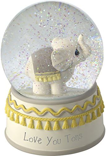 Precious Moments 179303 Love You Tons Resin/Glass Elephant Musical Snow Globe, Gray Chevron by PreciousMoments
