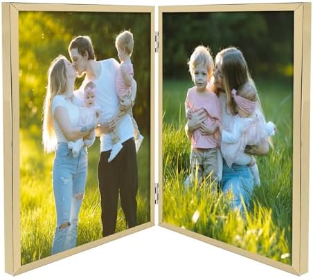 Golden State Art 8x10 Hinged Metal Picture Frame, Light Gold, Tabletop by GoldenStateArt