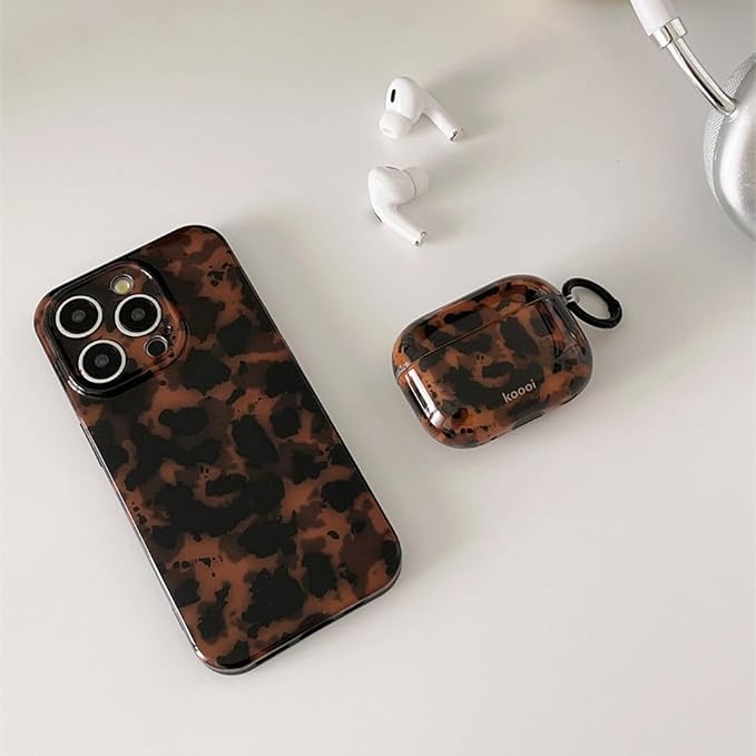 Cute Phone Case for iPhone 14 Pro Max Case Amber Leopard Print | Cheetah Tortoiseshell Pattern,Full Camera Protective,Slim Shockproof TPU,Aesthetic Girly Glossy Cover for Women Men-Brown - Image 3