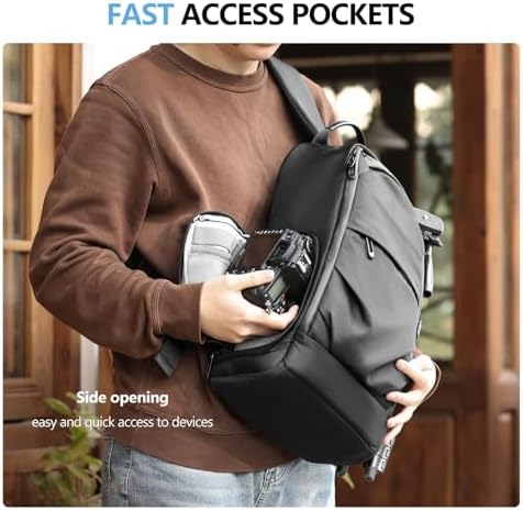 TAAOKA Camera Sling Bag, DSLR/SLR/Mirrorless Camera Backpack Shockproof Photography Backpack with Tripod Holder & Removable Modular Inserts Compatible with Canon/Nikon/Sony/Fuji(Black) - Image 3