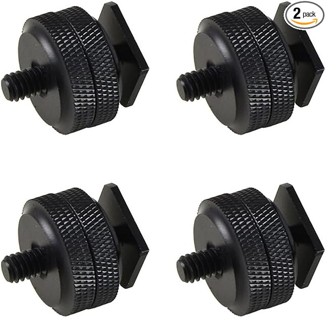 Hot Shoe Adapter 1/4 Inch Camera Hot Shoe Mount Adapter Tripod Screw for DSLR Camera Rig Cold Hotshoe Screw Accessory Attachment for Camera Flash Shoe to 1/4"-20 Male Post Adapter with Locking Disk by YAFIYGI