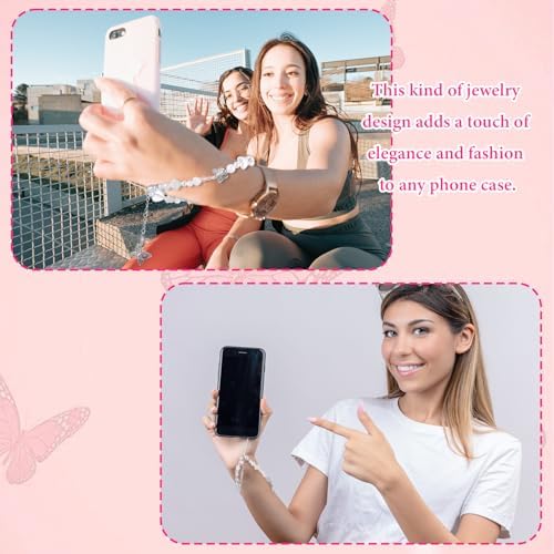 Camera Charm Strap Beaded Wrist Strap Butterfly Cellphone Lanyard Y2K Phone Charms Cute Pearl Digital Camera Charm Lanyard Aesthetic Phone Wrist Straps for Women Girls - Image 4