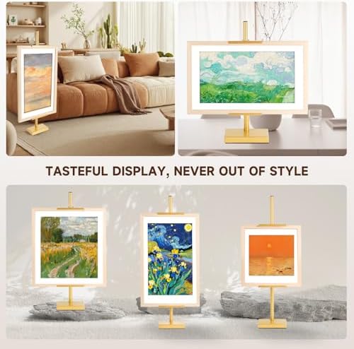 Adjustable Tabletop Easel Stand for Picture Frames up to 33" H - Metal Frame Holder Stand for Sign, Artwork, Canvas Display - Compact Black Small Easel Stands for Home Office Galleries (Golden) - Image 7