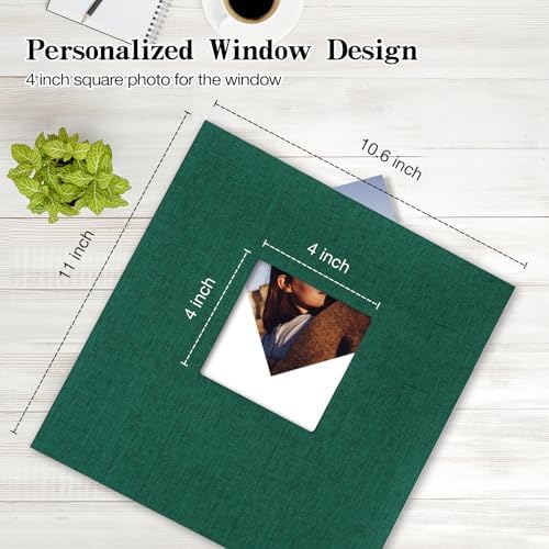 potricher Self Adhesive Photo Album 80 Pages, Linen cover, Dark Green - Image 2