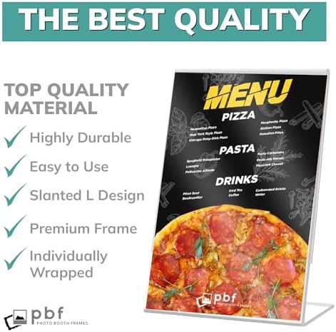 pbf 4x6 Acrylic Sign Holder | 4 x 6 Vertical Stand Up Slanted Sign Holder | Acrylic Stands for Display | Clear Picture Frame, Menu Table Top Stand, Plastic Flyer Holder (144-Pack) - Image 4