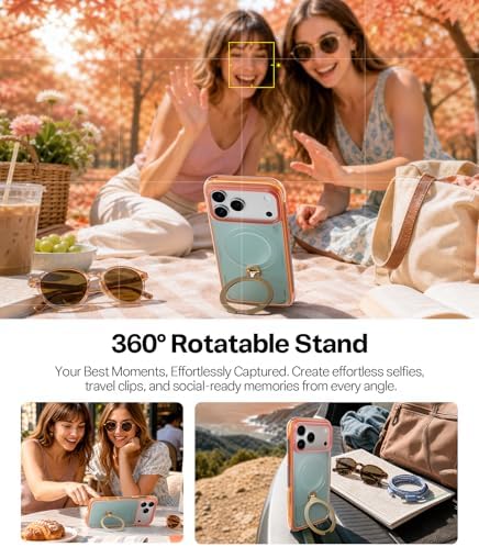 TORRAS Ostand Q3 Air for iPhone 17 Pro Max Case with 360 Magnetic Stand, Fit for MagSafe, Mil-Grade Drop Tested, Camera Control Button, Shockproof Phone Case for iPhone 17 Pro Max 6.9", Blush Sage - Image 4