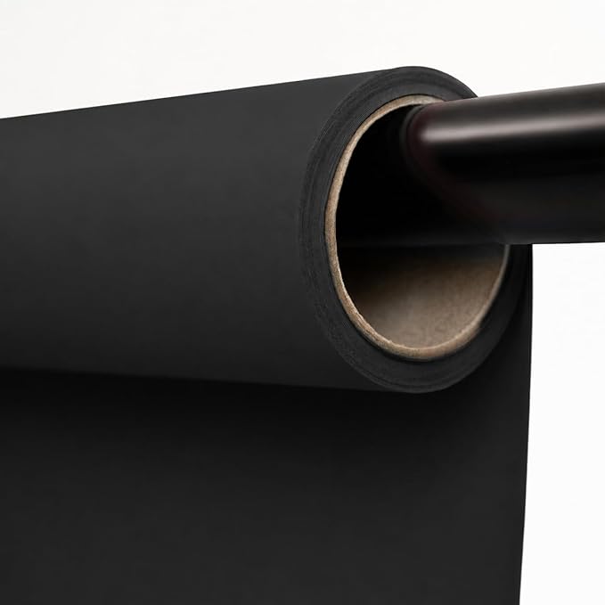 Kate Seamless Paper Backdrop Black Seamless Backdrop Paper Rolls (86''x32.8' Jet) by KateBackdropforPhotography