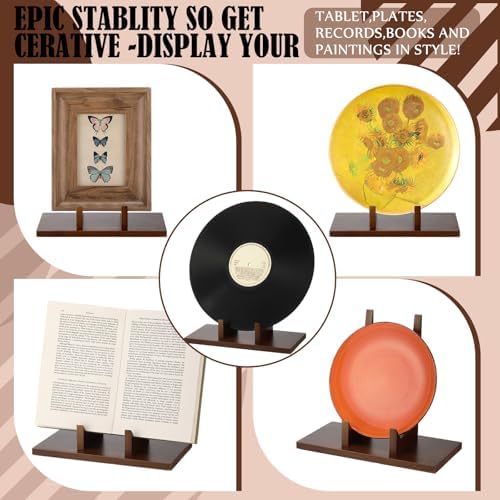 RattanView 1 Pcs Wood Plate Stand for Display 5.9 Inch Plate Holder Display Frame Picture Photo Card Tabletop Decorative Stand - Image 5