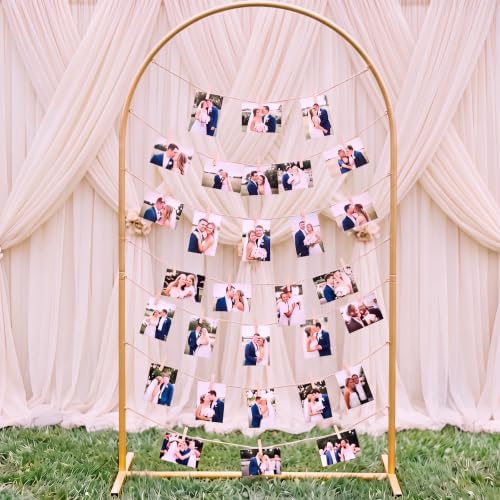 Mifoci 47 Inch Gold Metal Arch Photo Display Board W/30 Wooden Clip&string by Mifoci