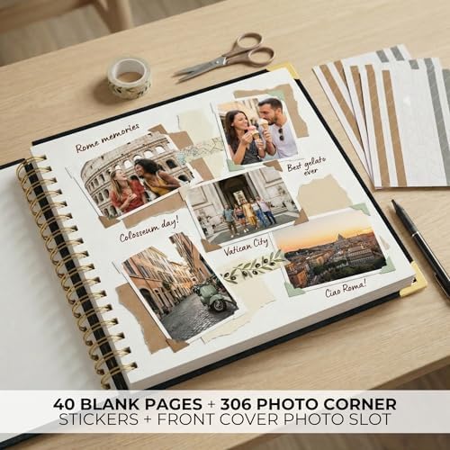 Beautiful Linen Scrapbook Photo Album 10"x10" - 40-Page Blank Guest Book - Image 7