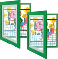 2 Pack 10x12.5 Front-Opening Kids Artwork Frames Changeable (Green) by GoldenStateArt