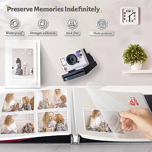 Artfeel Photo Album Self Adhesive Scrapbook,60 Pages Large Photo Book for 4x6,5x7,8x10 Pictures,DIY Album for Baby Wedding Family Travel Birthday,with Metallic Pen and Scraper - Image 2