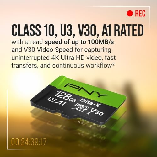 PNY 128GB Elite-X Class 10 U3 V30 A1 microSDXC Flash Memory Card - Image 5
