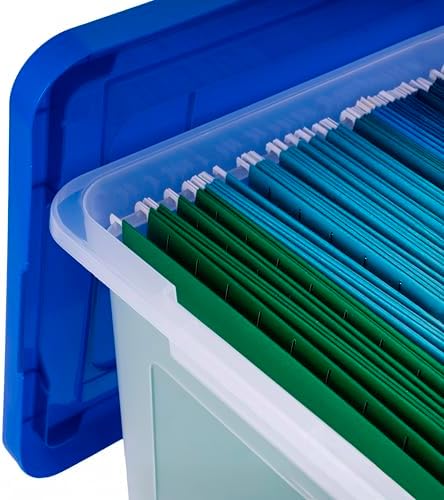 IRIS USA 3-Pack 35 Qt. Letter/Legal File Box with Lid, Clear/Blue - Image 5