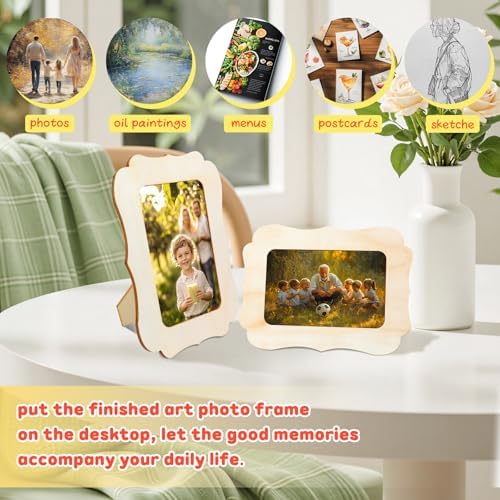 VOKOY 20 Pack Wooden Picture Frames for Crafts, 4" x 6" Photos DIY Wood Frames for Crafting,Unfinished Standing Photo Frames DIY Craft Wood Decorate for Birthday Party Gifts,Vintage Shape - Image 4