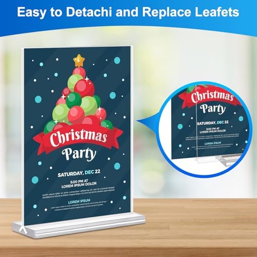 Acrylic Sign Holder 5.5x8.5 Inches 8 Pack, Double Sided Vertical Clear Display Stand, Plastic Frame Flyer Holder for Tabletop, Office, Restaurant, Store - Image 4