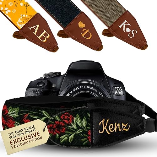 Art Tribute Camera Strap Personalized With Name - Shoulder, Crossbody & Neck Camera Strap for Photographers, Fits All Cameras, Canon Nikon Sony Fujifilm, Padded Strap W/Quick Release & Leather Ends by ArtTribute
