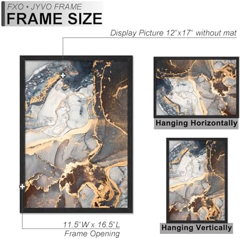 Fxojyvo 12x17 Picture Frame Set of 6 Black Engineered Wood Wall Hanging - Image 4