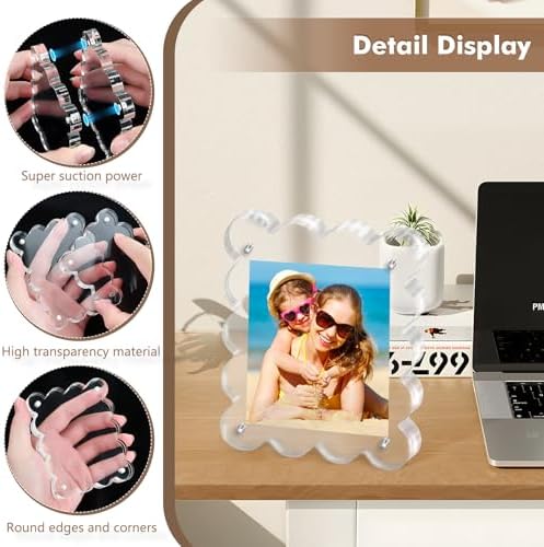 Chivalral 2x3 Magnetic Acrylic Frames 3 Pack,Scalloped Desktop Holders - Image 4