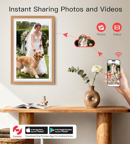 64GB Frameo 15.6" Digital Picture Frame Large 1920 x 1080 IPS FHD Touch Screen WiFi Electronic Photo Frames Share Moments Instantly Anywhere Best Gifts for Parents and Grandparents Natural Wood - Image 2