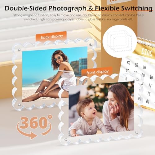 Chivalral 6x8 Scalloped Acrylic Photo Frame 3 Pack,12+12mm Desktop Holders - Image 7